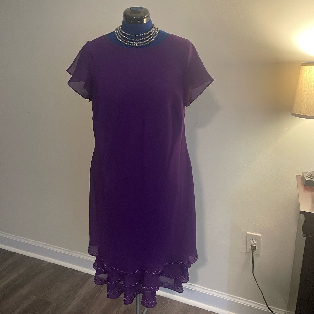 Amanda Smith Woman Purple Chiffon Dress, Size 16W